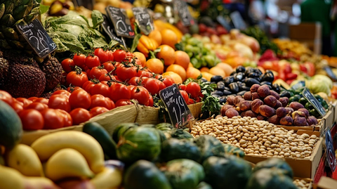 新鲜果蔬坚果干豆市场摊位