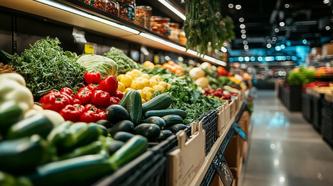 新鲜果蔬整齐陈列