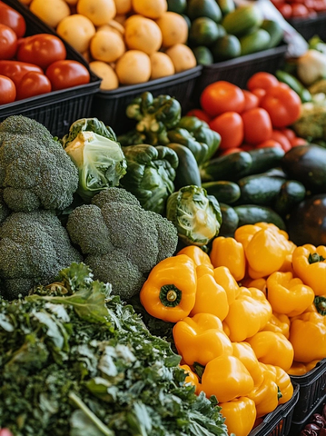 新鲜西兰花堆叠排列