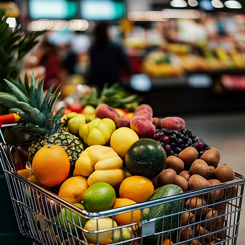 超市购物车水果蔬菜结账