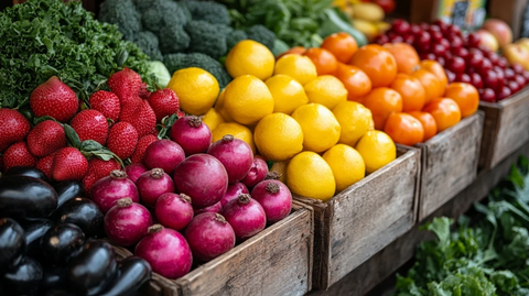 多彩果蔬摊位展示