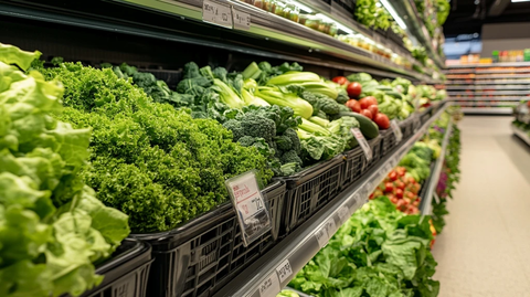 超市蔬菜区绿叶菜陈列