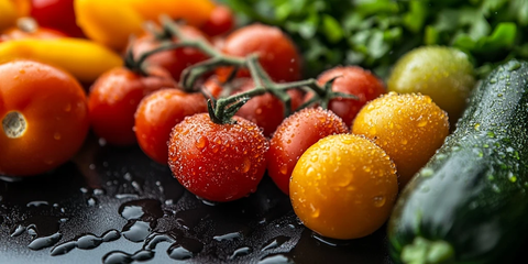 蔬菜上的雨滴温室背景
