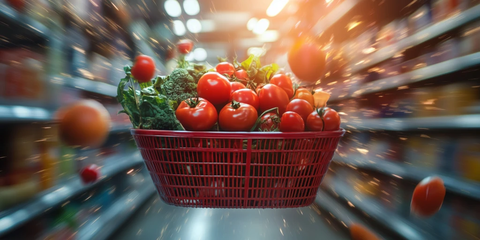 红色灰色食品篮子