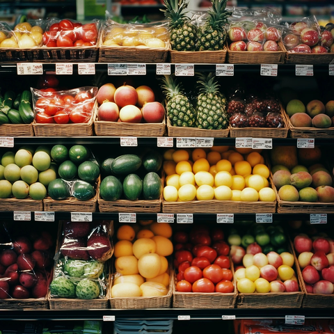 超市果蔬区色彩鲜艳