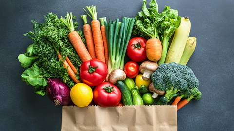 蔬菜水果纸袋排列