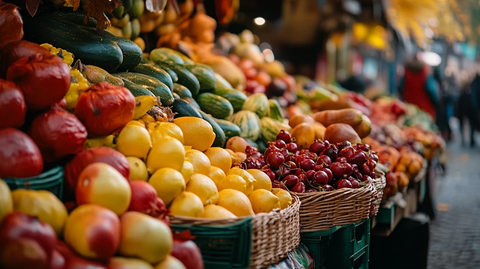秋日烟花购物蔬果集市