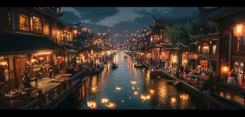 古色古香的江南水乡夜景