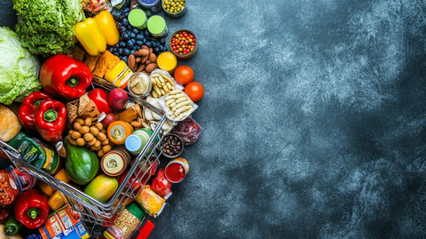 购物车满载杂货与零食