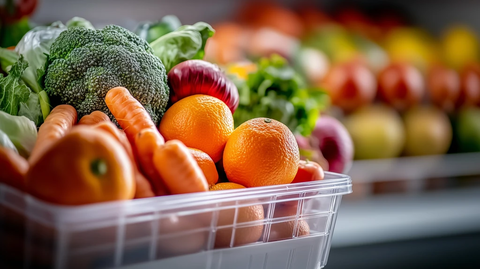 购物篮装满新鲜蔬果