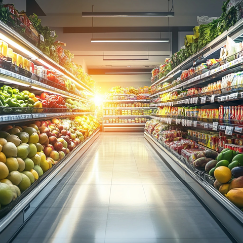 明亮超市蔬菜水果陈列