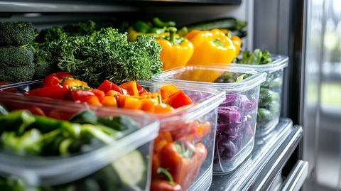 健康餐备餐盒与蔬菜