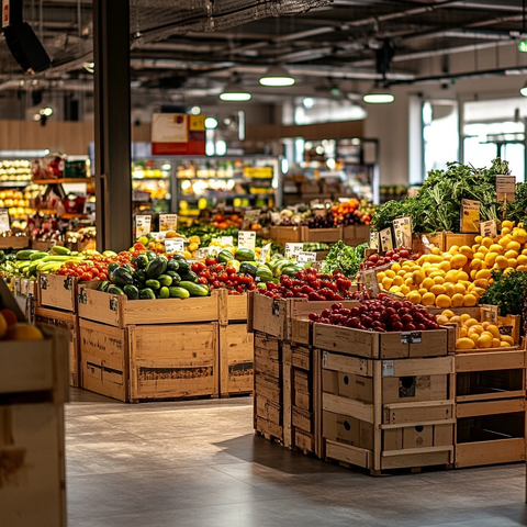水果蔬菜分类摆放全景
