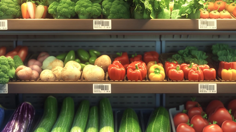 蔬菜近景与条形码