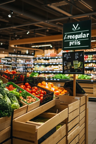 木质货架与新鲜农产品展示