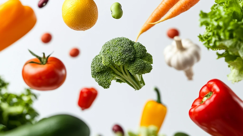 悬浮蔬菜构成抽象形状