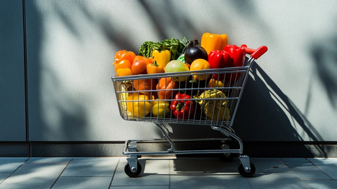 购物车满载新鲜蔬果