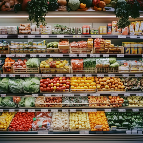 整齐排列的蔬菜水果