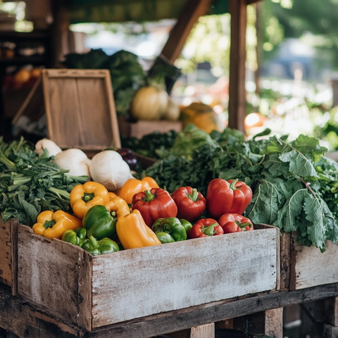 农场蔬菜摊位阳光下