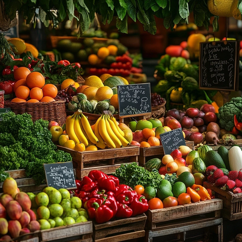 新鲜水果蔬菜市场展示