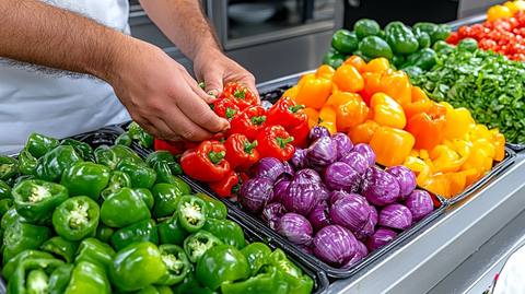厨房台面准备彩色沙拉