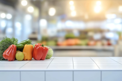 白色厨房台面蔬菜摆拍