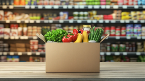 杂货箱背景超市