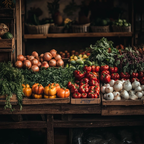 新鲜蔬菜水果木质陈列