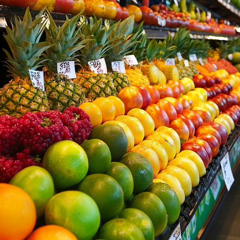 热带水果摊位展示