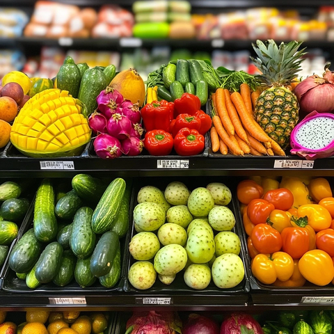 新鲜水果蔬菜市场展示