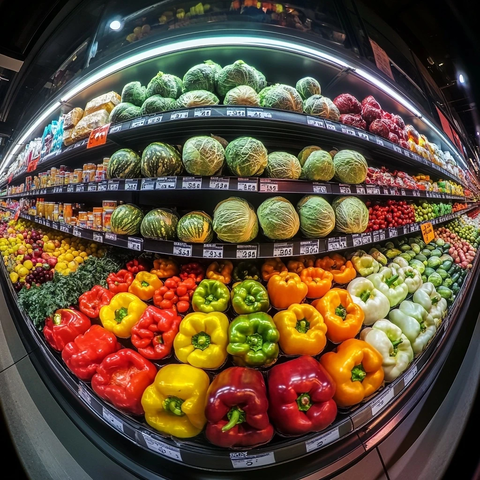 蔬菜水果满架陈列