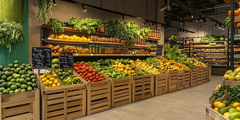 有机市场新鲜蔬果展示