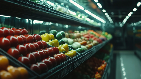 新鲜蔬果整齐陈列