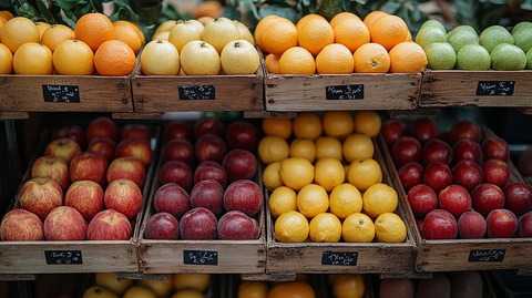 水果陈列架展示多样果实