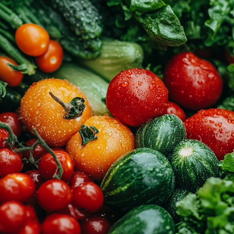 新鲜湿润蔬菜特写