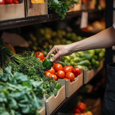 顾客挑选餐厅蔬菜
