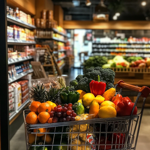 水果蔬菜购物车排队等候