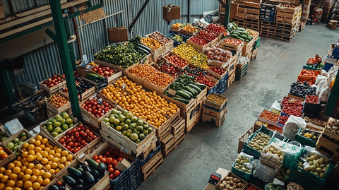 仓库市场果蔬陈列