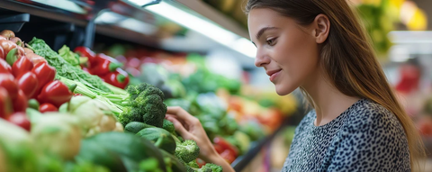 年轻女子挑选蔬果