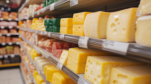 超市奶酪货架展示