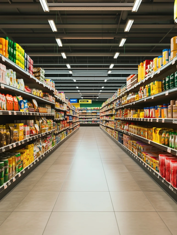 超市货架色彩缤纷商品陈列