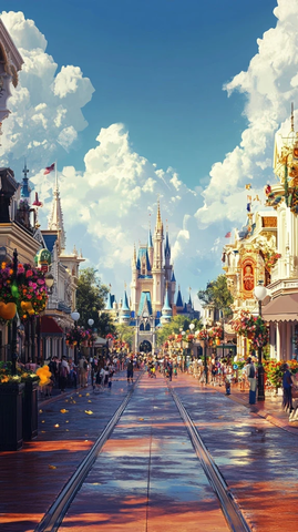 充满欧式风情的城堡街道景象