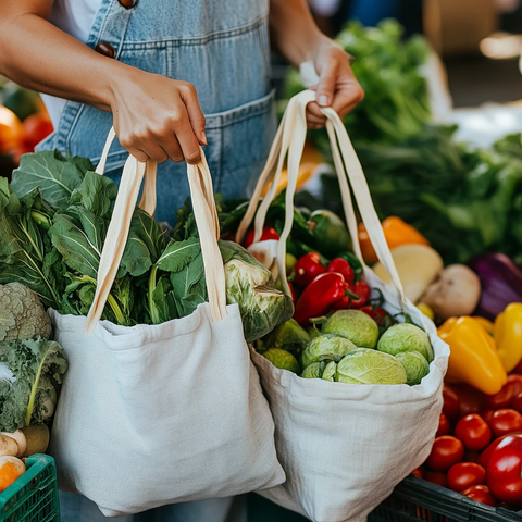 购物袋装满新鲜蔬果
