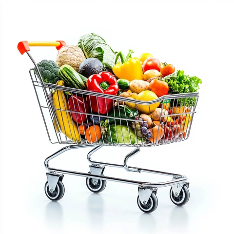 超市购物车里的健康食品