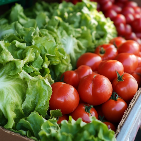 生菜番茄农场摊位特写