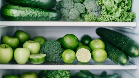 冰箱蔬果摆放特写