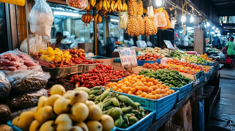 水果蔬菜海鲜肉类市场摊位