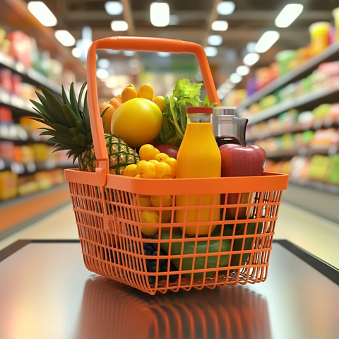 购物篮水果蔬菜酸奶果汁
