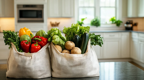 新鲜蔬果装满环保袋