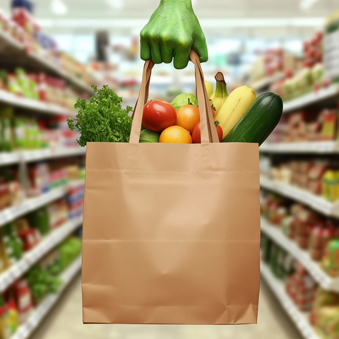 外星手提纸袋溢出水果蔬菜